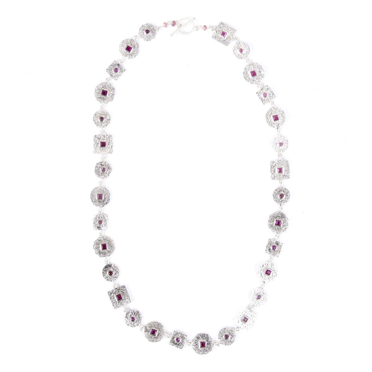 Beaten Coin Modern Kasai Mala Ruby Necklace