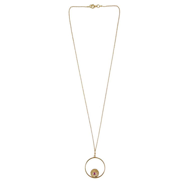 Beaten Coin Ruby Necklace In A Circle