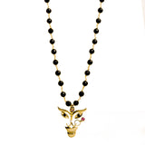 Durga Pendant With Black Onyx Chain (Gold-Plated Small)