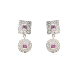 Beaten Coin Ruby Earring