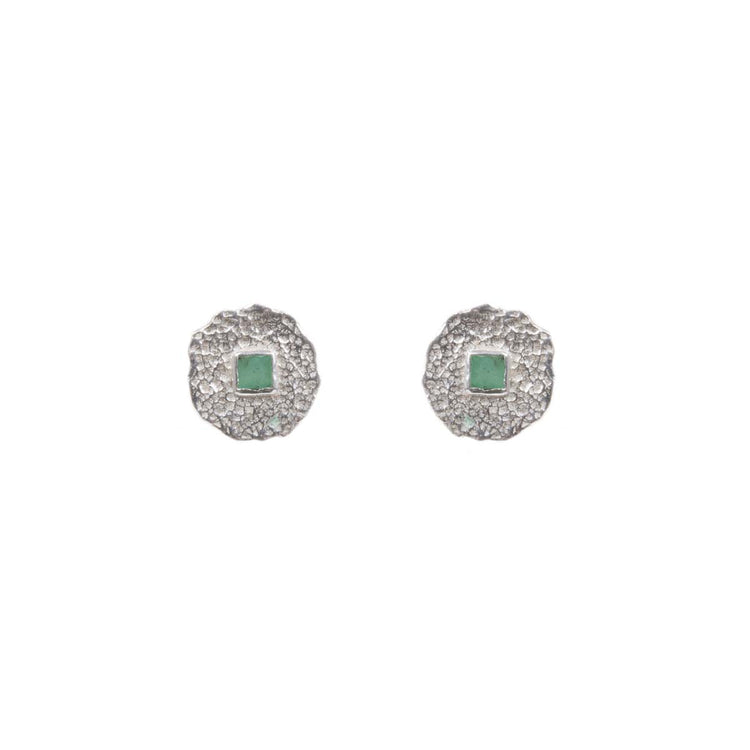 Beaten Coin Emerald Earring