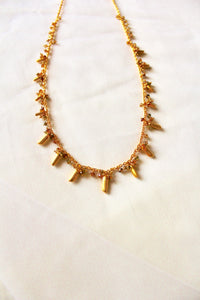 Bheeja Necklace with Rice Grains & Tourmaline Beads- Gold-plated