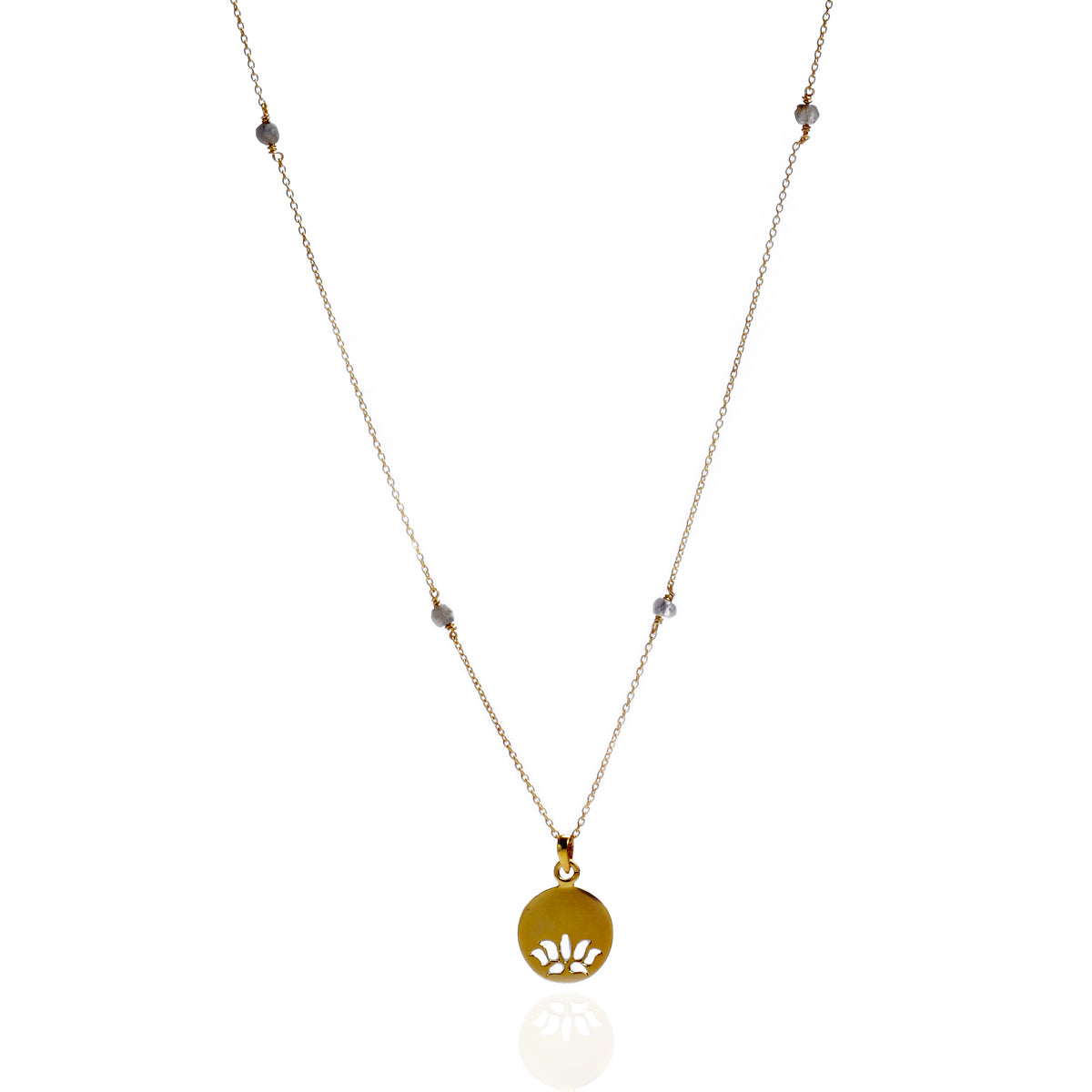 Lotus Disc Pendant With Beaded Chain