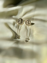Engraved Coin Chandelier Earrings- Silver