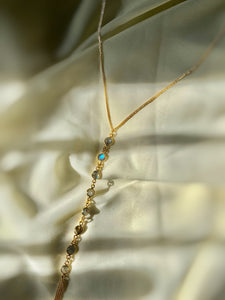 Chandelier Choker Necklace (Labradorite) - Gold Plated