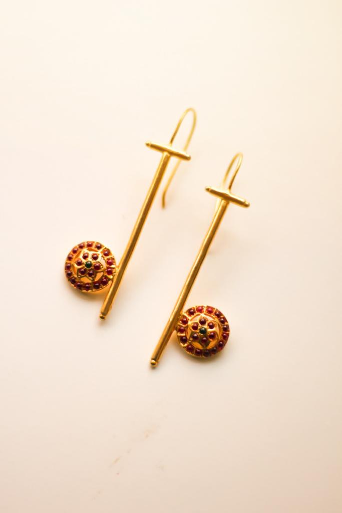 Ancient Circle Line Earrings (Gold-Plated)
