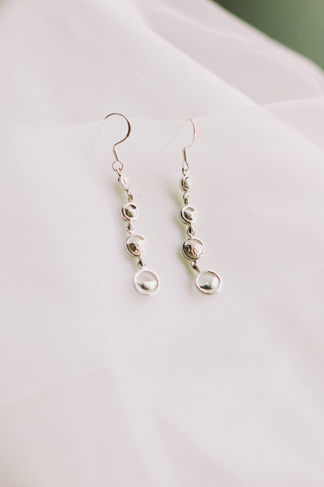 Beaten Phases of the Moon Hook Earrings