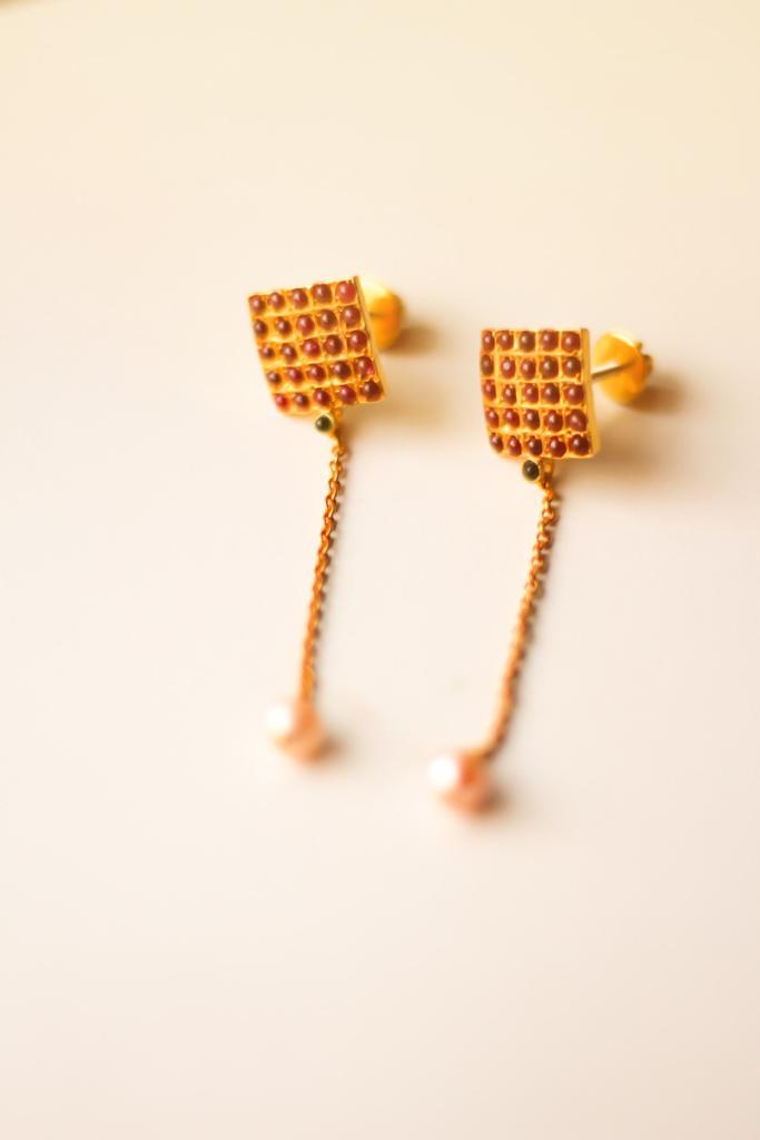 Chettinad Square Chandelier Earrings (Gold-Plated)