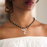 Durga Pendant With Black Onyx Chain (Silver Small)