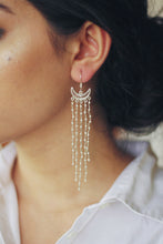Load image into Gallery viewer, Crescent Filigree Hook Earrings With Rice Pearls
