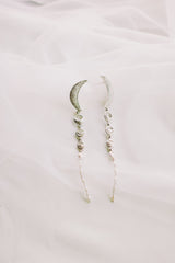 Crescent Stud Phases of the Moon Long Earrings