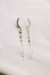 Crescent Stud Phases of the Moon Long Earrings