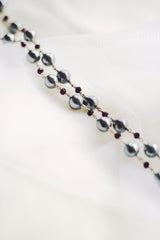 Grey Pearl With Garnet Beads