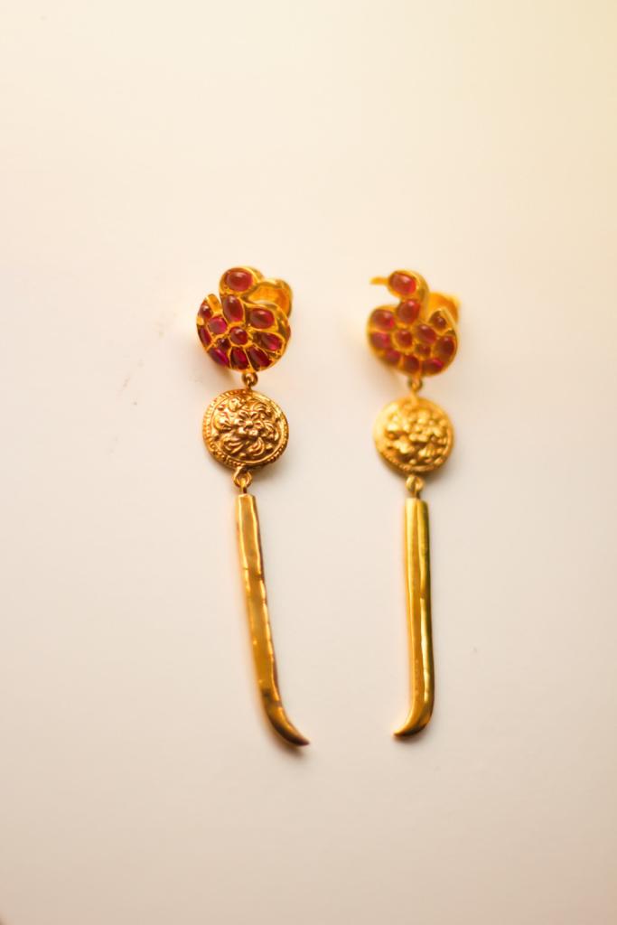 Hamsa Coin Warrior Earrings (Gold-Plated)