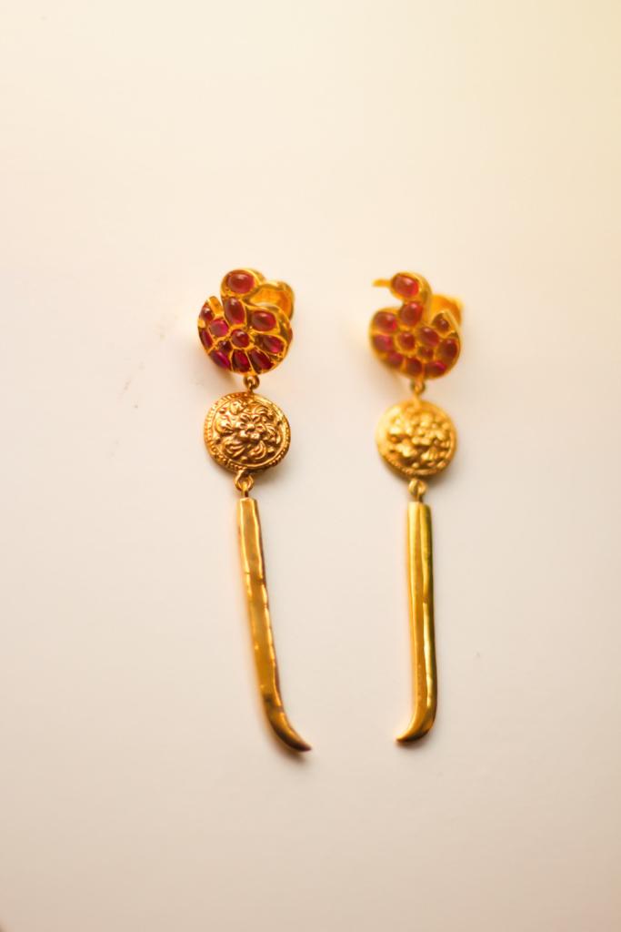Hamsa Coin Warrior Earrings (Gold-Plated)