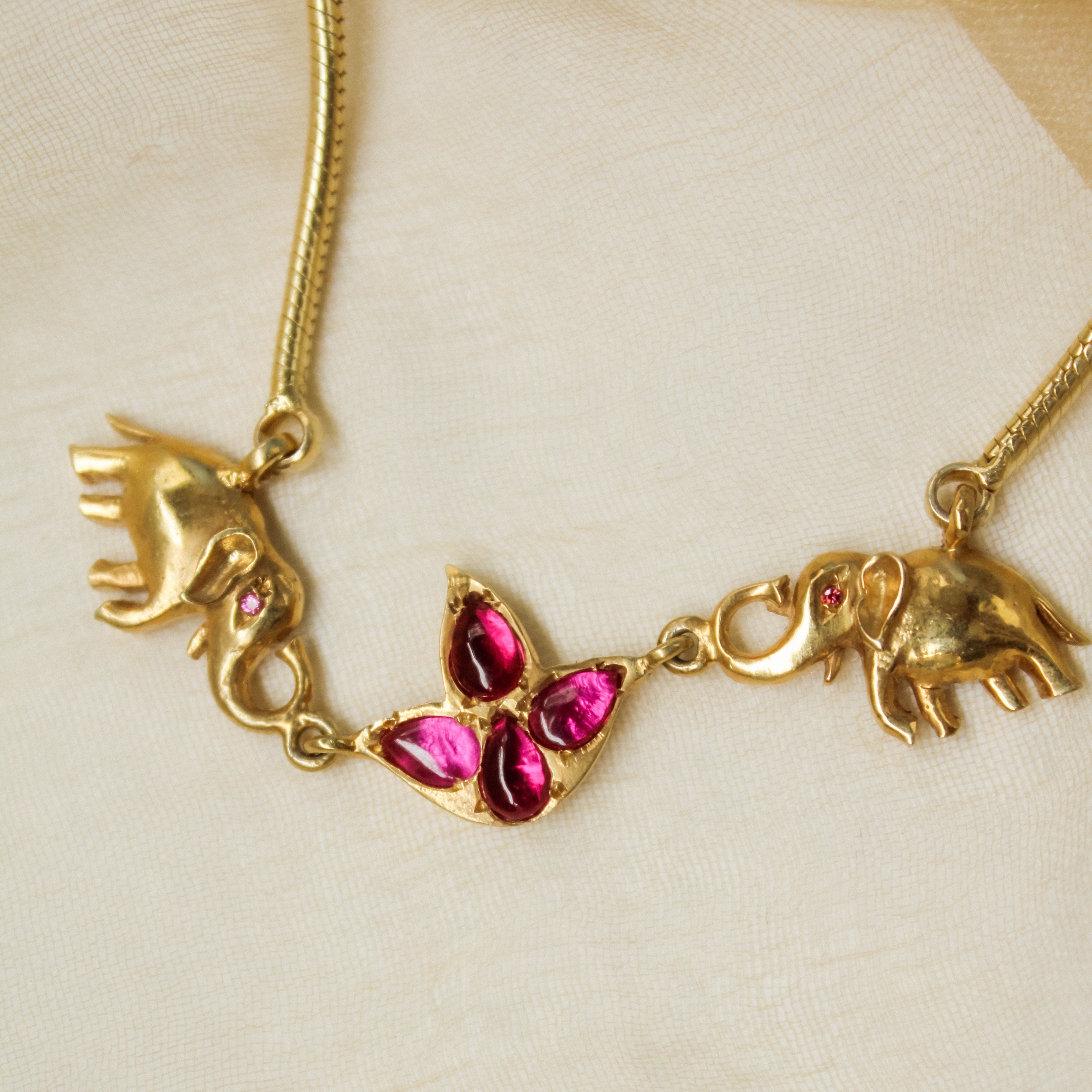 Lakshmi Lotus Elephant Necklace