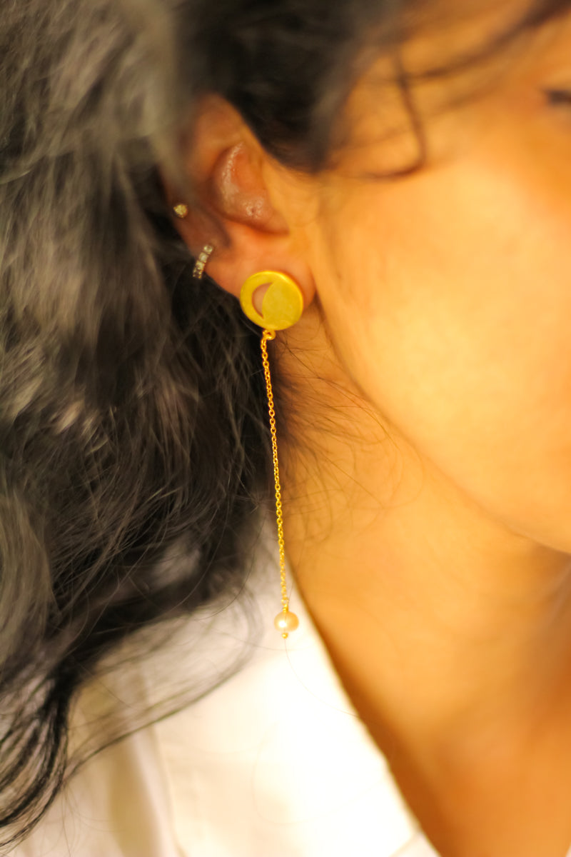Marama (Moon) Chandelier Earrings (Gold-Plated)