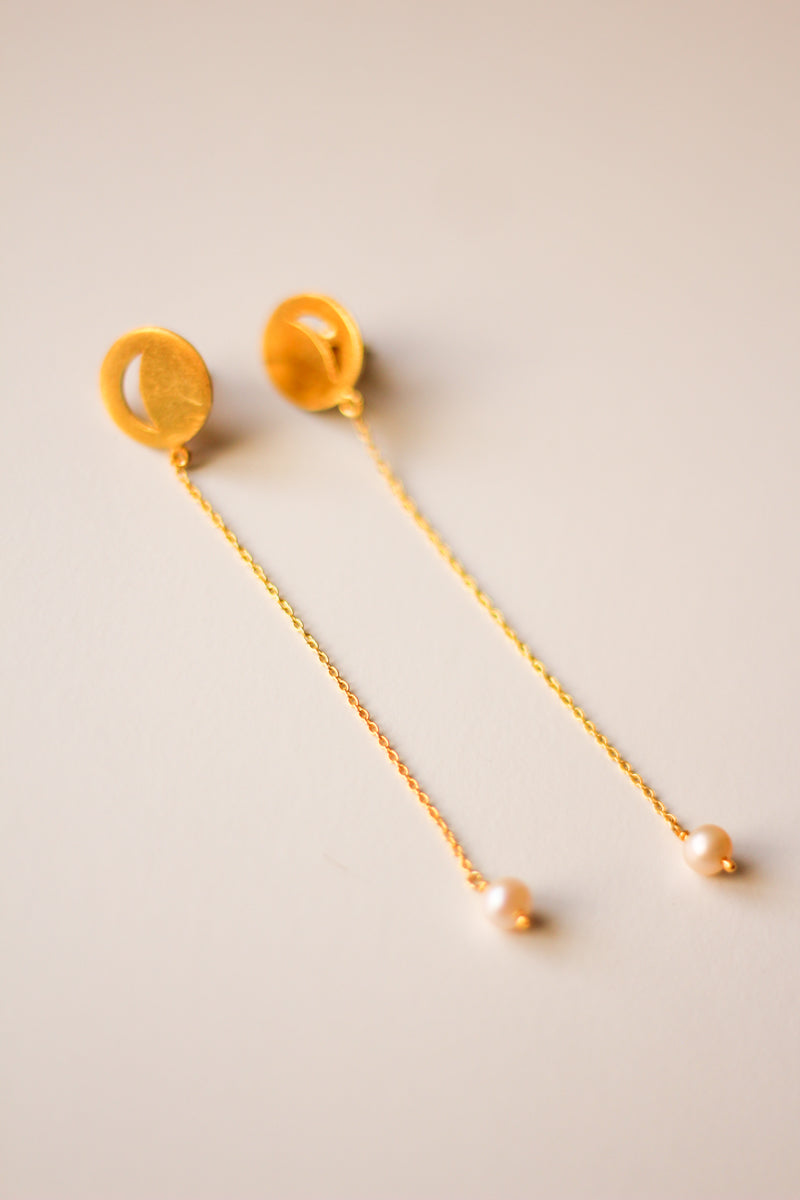 Marama (Moon) Chandelier Earrings (Gold-Plated)