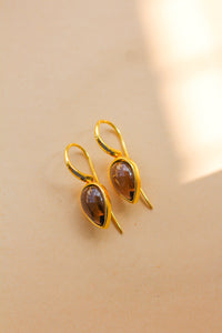 Gemstone Dew Greek Brass Earrings