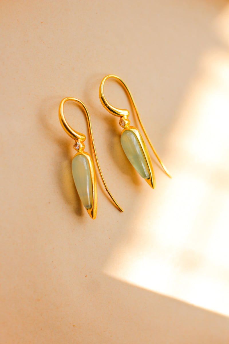 Gemstone Droplet Greek Brass Earrings