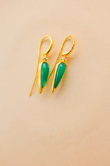 Gemstone Droplet Greek Brass Earrings