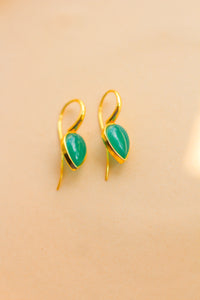 Gemstone Dew Greek Brass Earrings