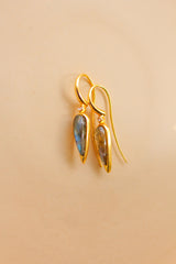 Gemstone Droplet Greek Brass Earrings
