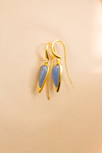 Gemstone Droplet Greek Brass Earrings