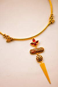 Blooming Lotus Temple Choker With Warrior Spike (Gold-plated)