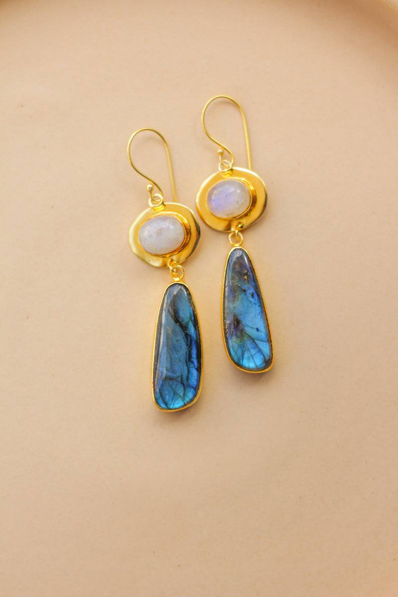 Moonstone & Labradorite Greek Earrings