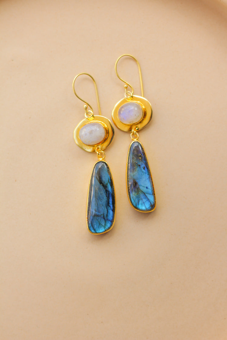 Moonstone & Labradorite Greek Earrings