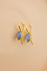 Gemstone Dew Greek Brass Earrings