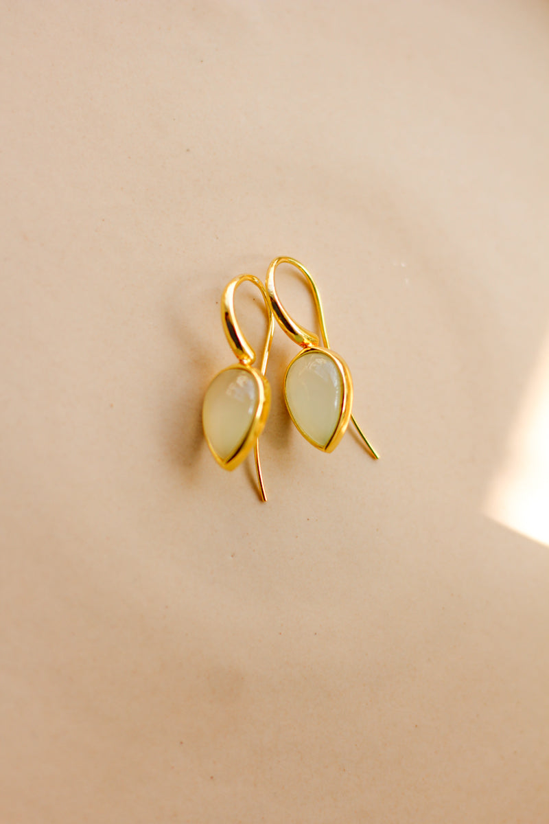 Gemstone Dew Greek Brass Earrings