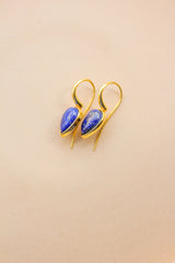 Gemstone Dew Greek Brass Earrings