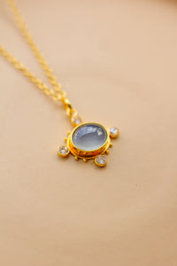 Gemstone Orbit Brass Necklace