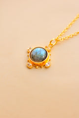 Gemstone Circle Brass Necklace