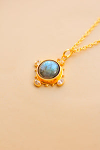 Gemstone Circle Brass Necklace