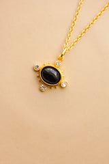 Gemstone Orbit Brass Necklace