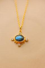 Gemstone Orbit Brass Necklace