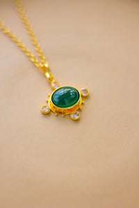 Gemstone Orbit Brass Necklace