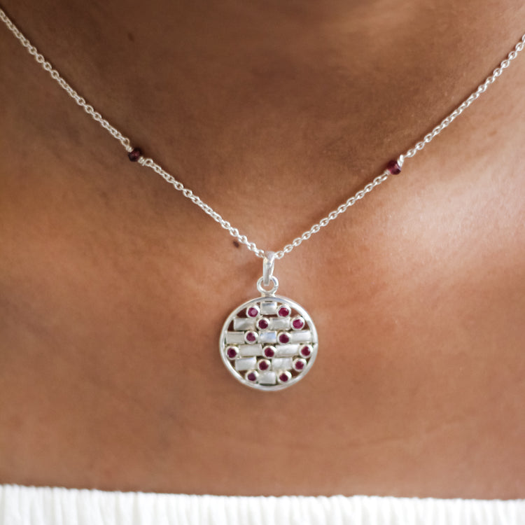 Creation Pendant - Rubies With Garnet Beads