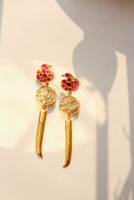 Load image into Gallery viewer, Hamsa Stud Coin Spike Long Earrings (Gold-plated)
