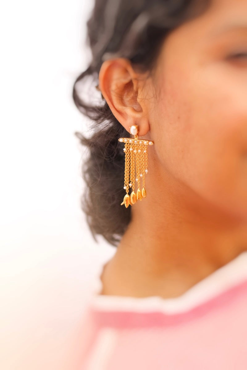 Jasmine Chandelier Waterfall Earrings (Gold)