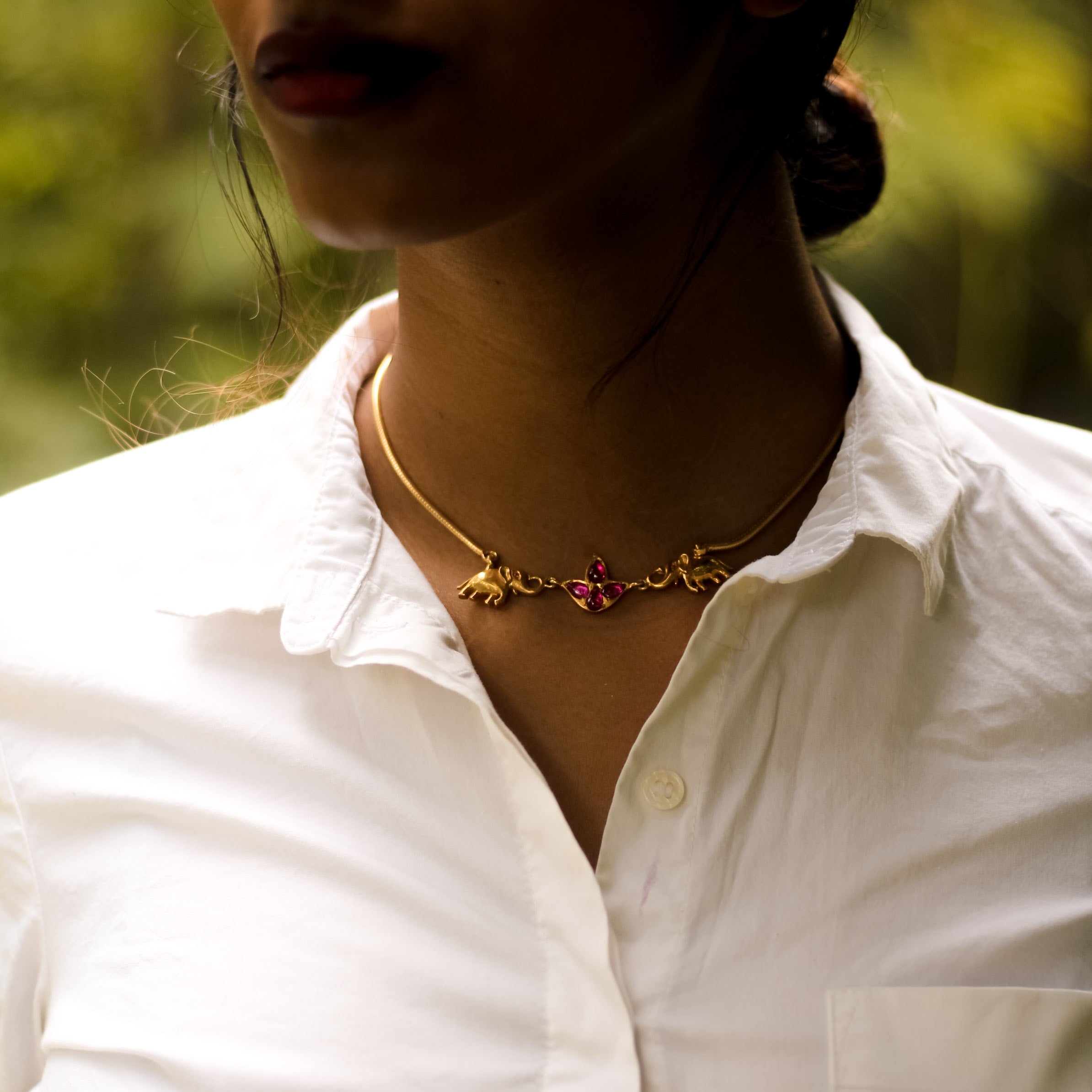Lakshmi Lotus Elephant Necklace