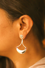 Floral Stud Bali Earrings (Silver)