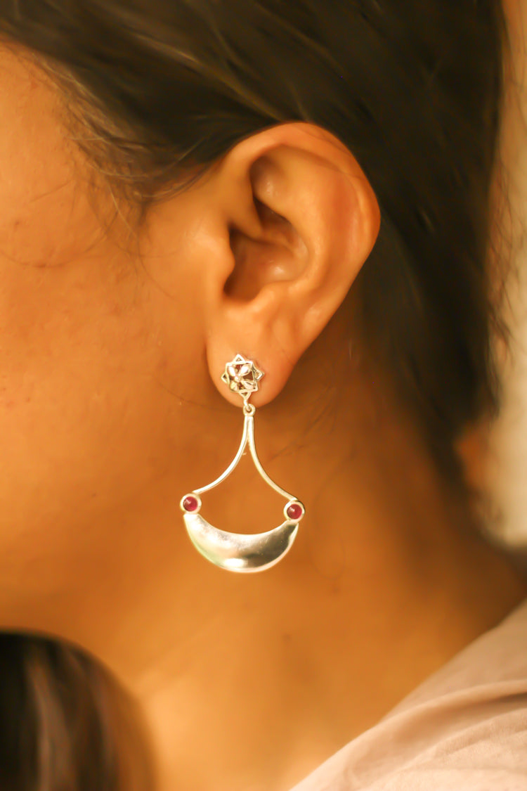 Floral Stud Bali Earrings (Silver)