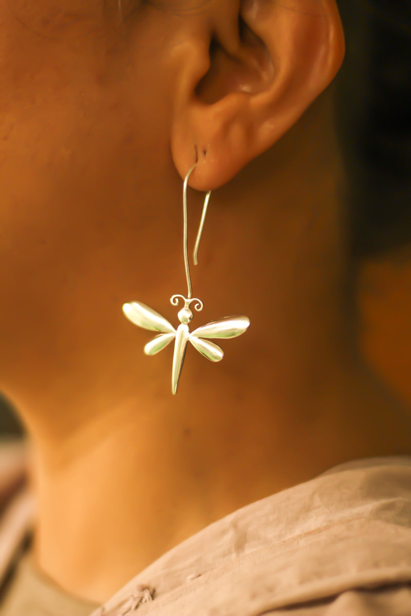 Dragonfly Hoops (Silver)