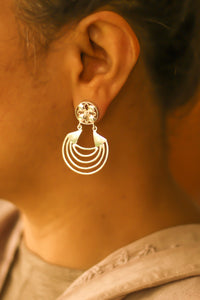 Floral Stud Tri-Layer Bali Earrings (Silver)