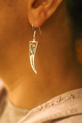 Filigree Spike Hoop Earrings (Silver)