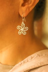 Filigree Frangipani Hoop Earrings (Silver)
